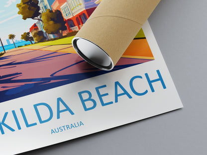 St Kilda Beach Travel Print Wall Art St Kilda Beach Wall Hanging Home Décor St Kilda Beach Gift Art Lovers Wall Art Australia Poster Deco
