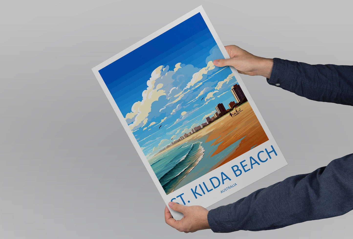 St Kilda Beach Travel Print Wall Art St Kilda Beach Wall Hanging Home Décor St Kilda Beach Gift Art Lovers Wall Art Australia Poster Deco