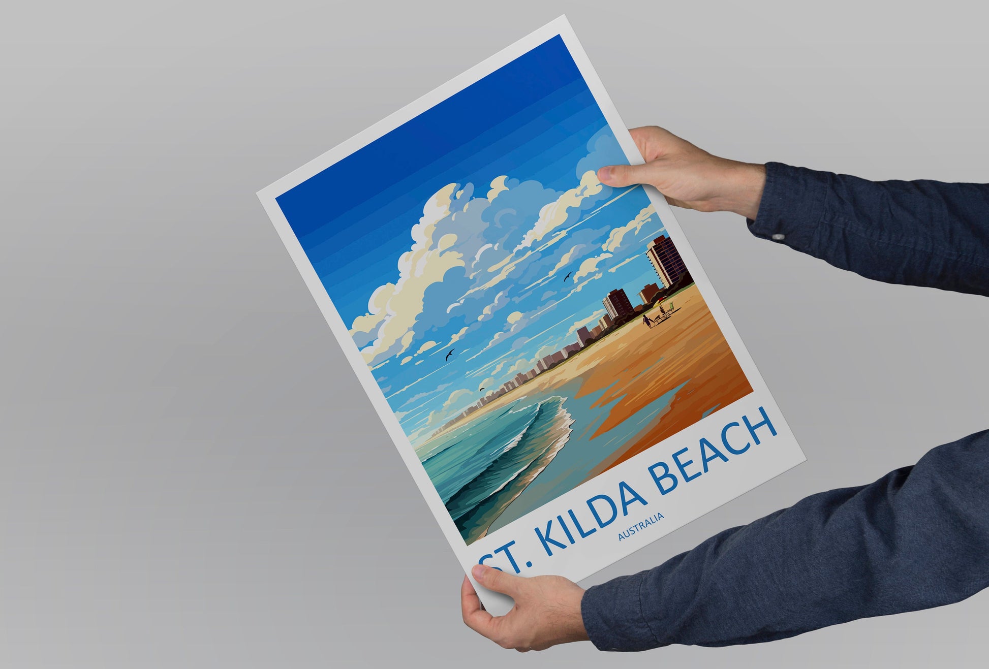 St Kilda Beach Travel Print Wall Art St Kilda Beach Wall Hanging Home Décor St Kilda Beach Gift Art Lovers Wall Art Australia Poster Deco