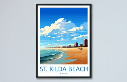 St Kilda Beach Travel Print Wall Art St Kilda Beach Wall Hanging Home Décor St Kilda Beach Gift Art Lovers Wall Art Australia Poster Deco
