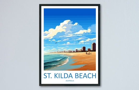 St Kilda Beach Travel Print Wall Art St Kilda Beach Wall Hanging Home Décor St Kilda Beach Gift Art Lovers Wall Art Australia Poster Deco