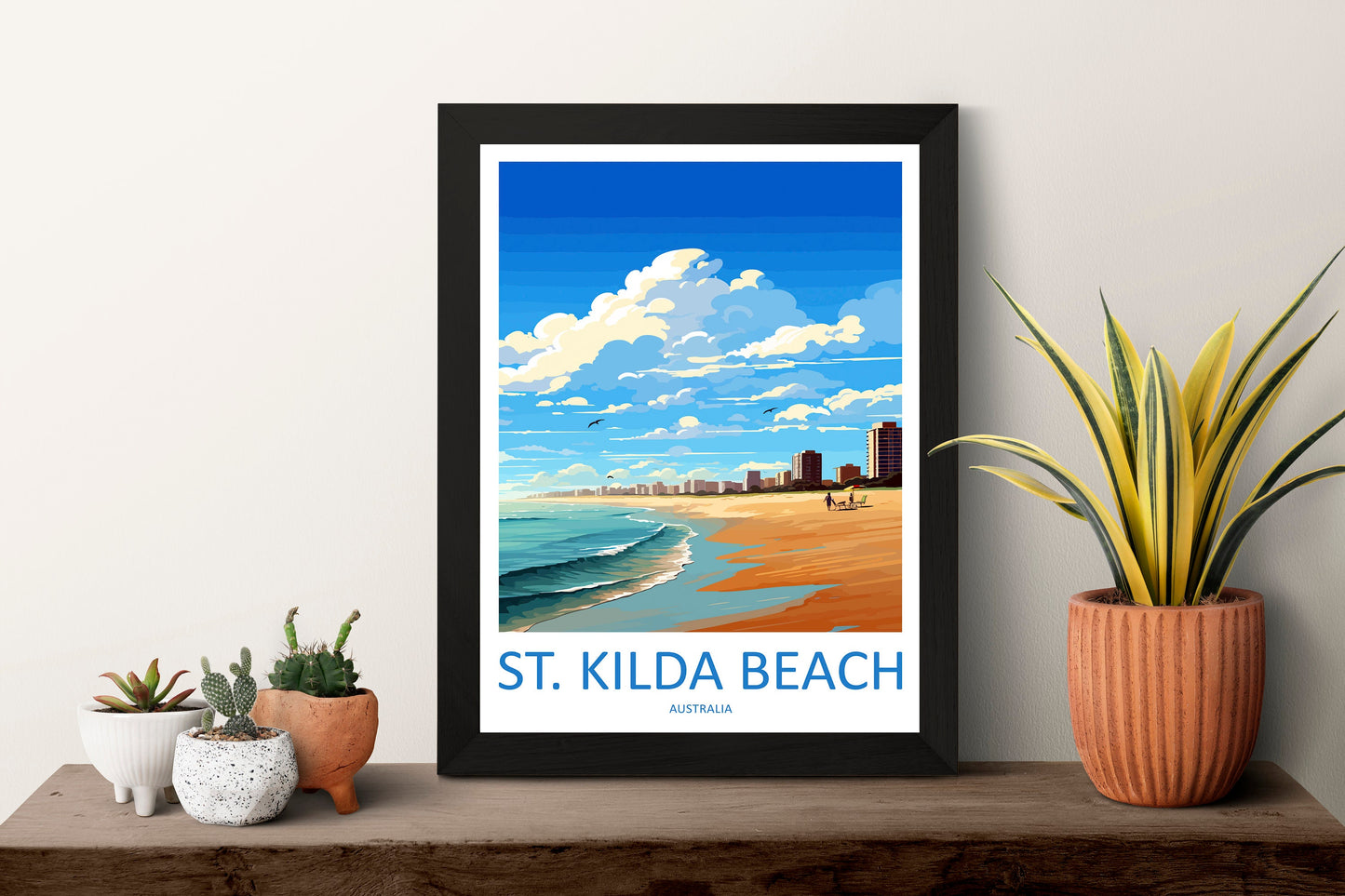 St Kilda Beach Travel Print Wall Art St Kilda Beach Wall Hanging Home Décor St Kilda Beach Gift Art Lovers Wall Art Australia Poster Deco