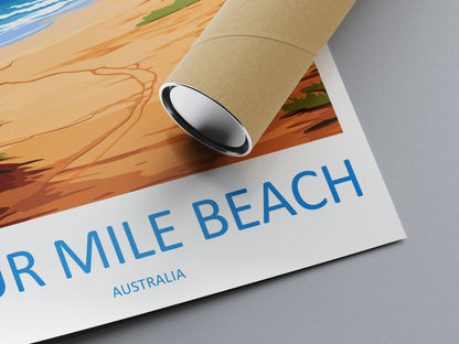 Four Mile Beach Travel Print Wall Art Four Mile Beach Wall Hanging Home Décor Four Mile Beach Gift Art Lovers Wall Art Australia Poster Art