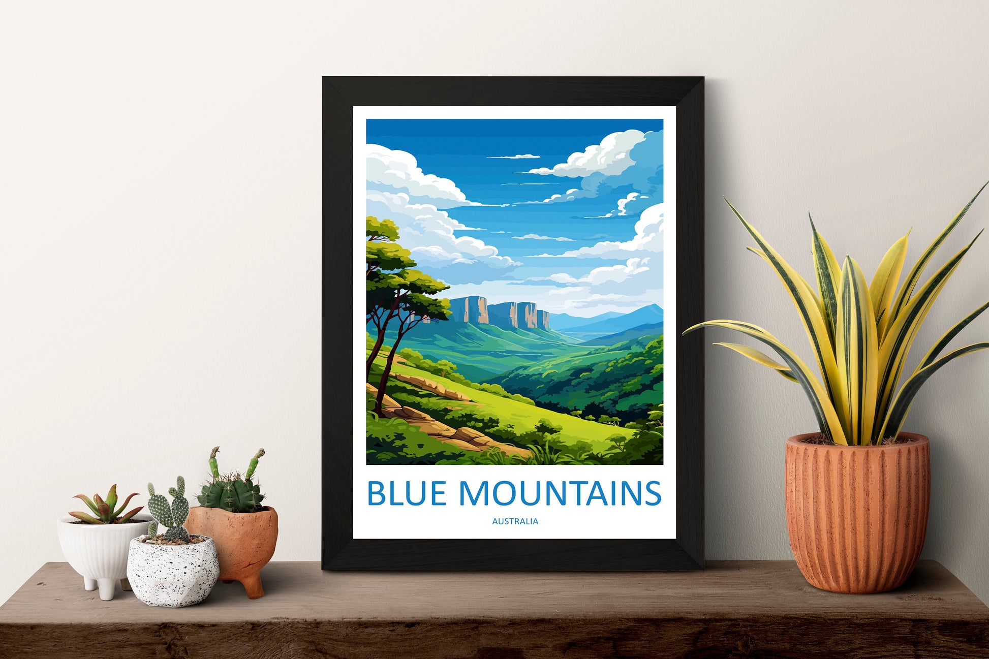 Blue Mountain Travel Print Wall Art Blue Mountain Wall Hanging Home Décor Blue Mountain Gift Art Lovers Wall Art Australia Poster Art