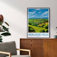 Adelaide Hills Travel Print Wall Art Adelaide Hills Wall Hanging Home Décor Adelaide Hills Gift Art Lovers Wall Art Australia Poster Art