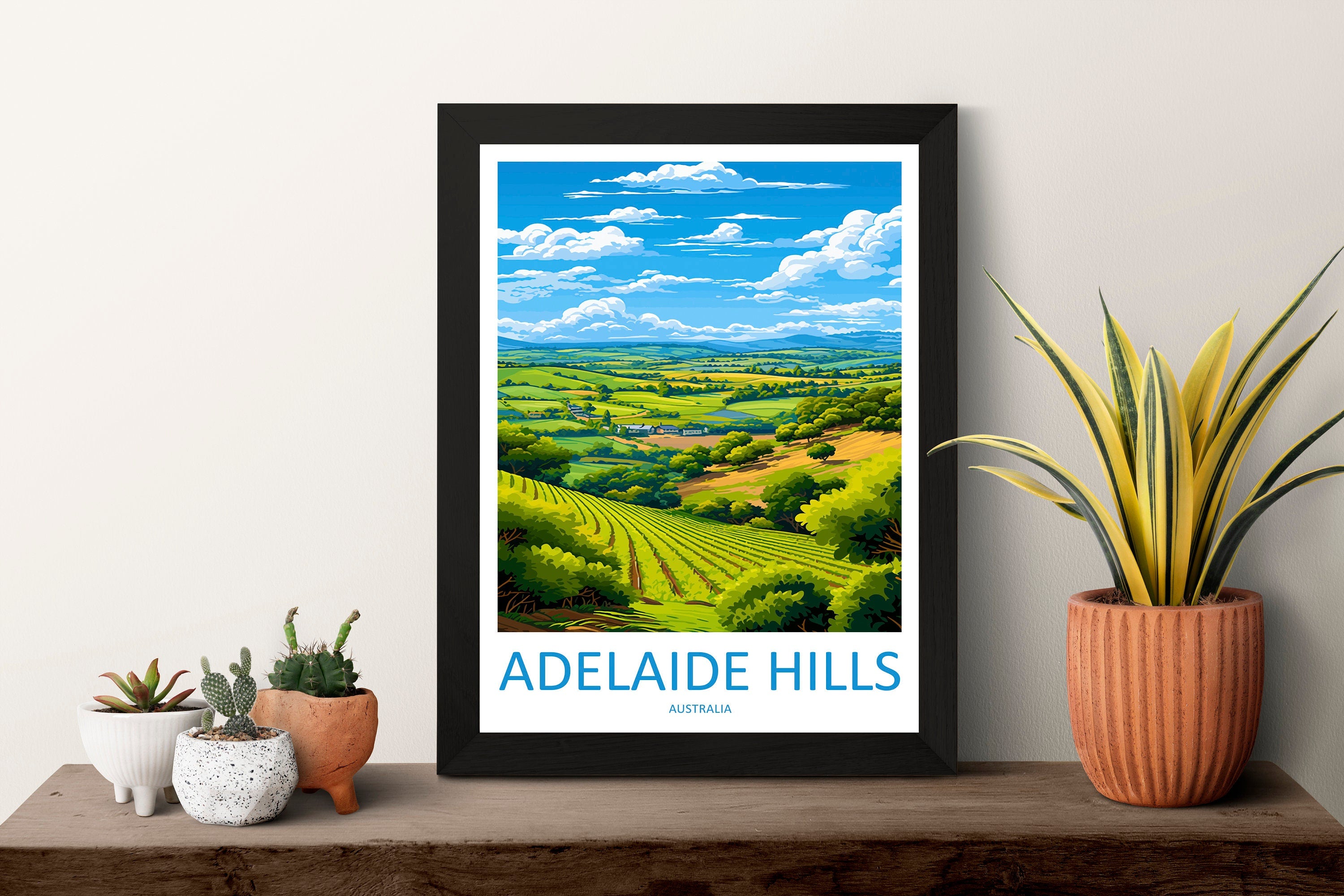 Adelaide Hills Travel Print Wall Art Adelaide Hills Wall Hanging Home Décor Adelaide Hills Gift Art Lovers Wall Art Australia Poster Art