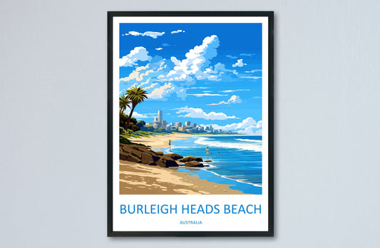Burleigh Beach Travel Print Wall Art Burleigh Beach Wall Hanging Home Décor Burleigh Beach Gift Art Lovers Wall Art Australia Poster Art