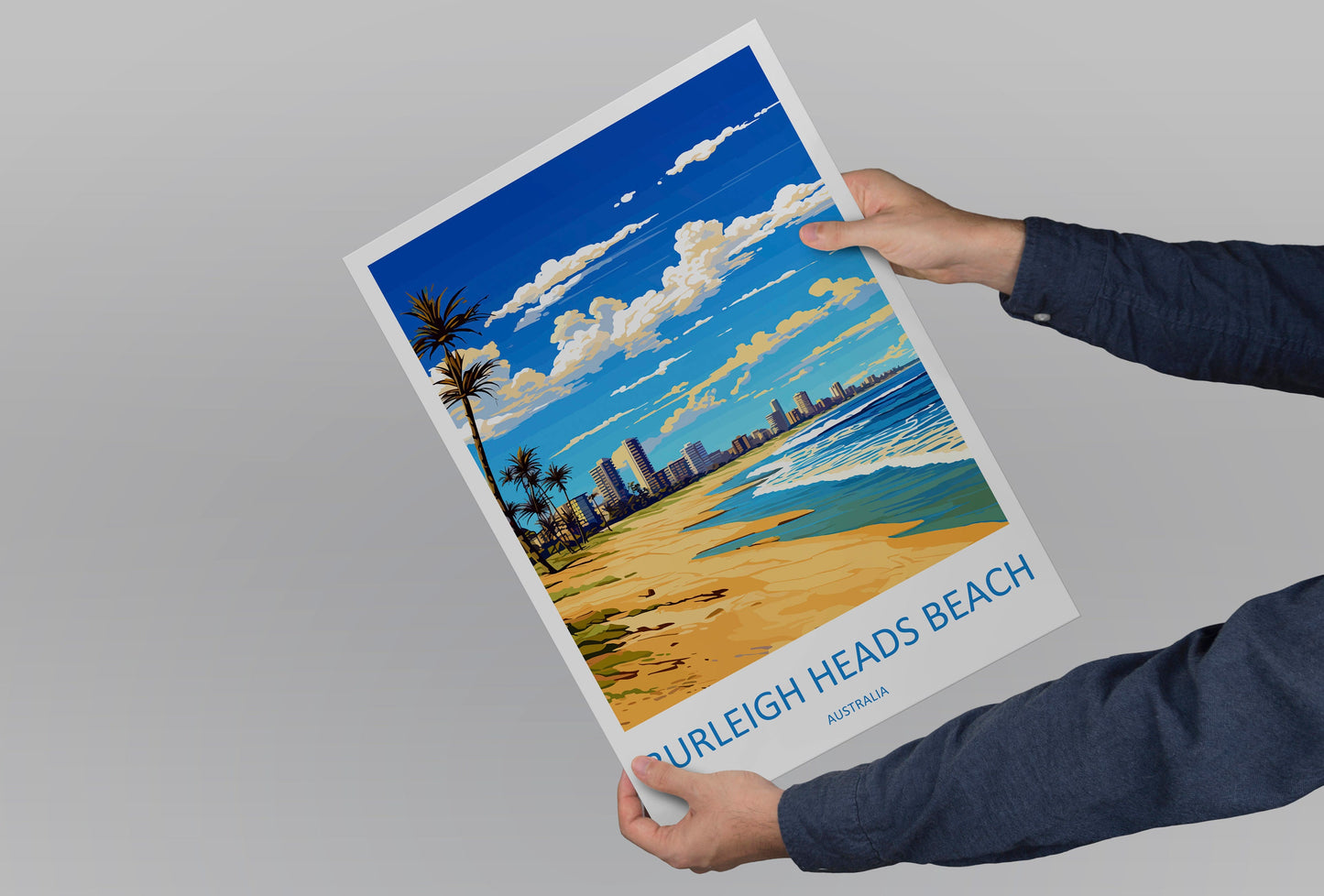 Burleigh Beach Travel Print Wall Art Burleigh Beach Wall Hanging Home Décor Burleigh Beach Gift Art Lovers Wall Art Australia Poster Art