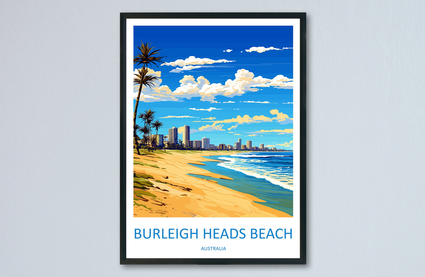 Burleigh Beach Travel Print Wall Art Burleigh Beach Wall Hanging Home Décor Burleigh Beach Gift Art Lovers Wall Art Australia Poster Art