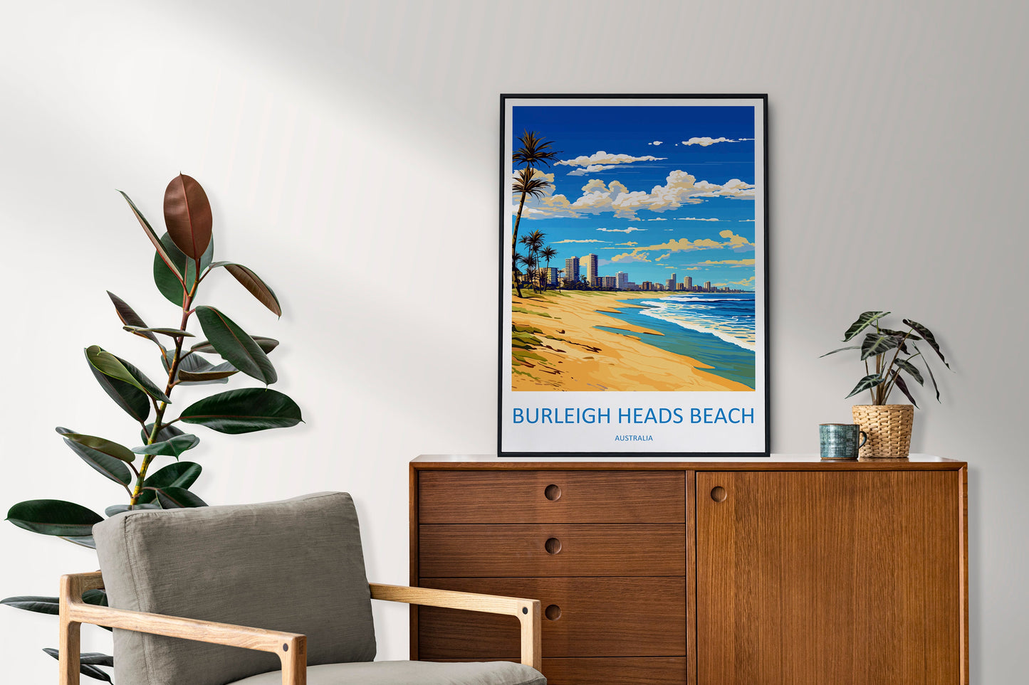 Burleigh Beach Travel Print Wall Art Burleigh Beach Wall Hanging Home Décor Burleigh Beach Gift Art Lovers Wall Art Australia Poster Art