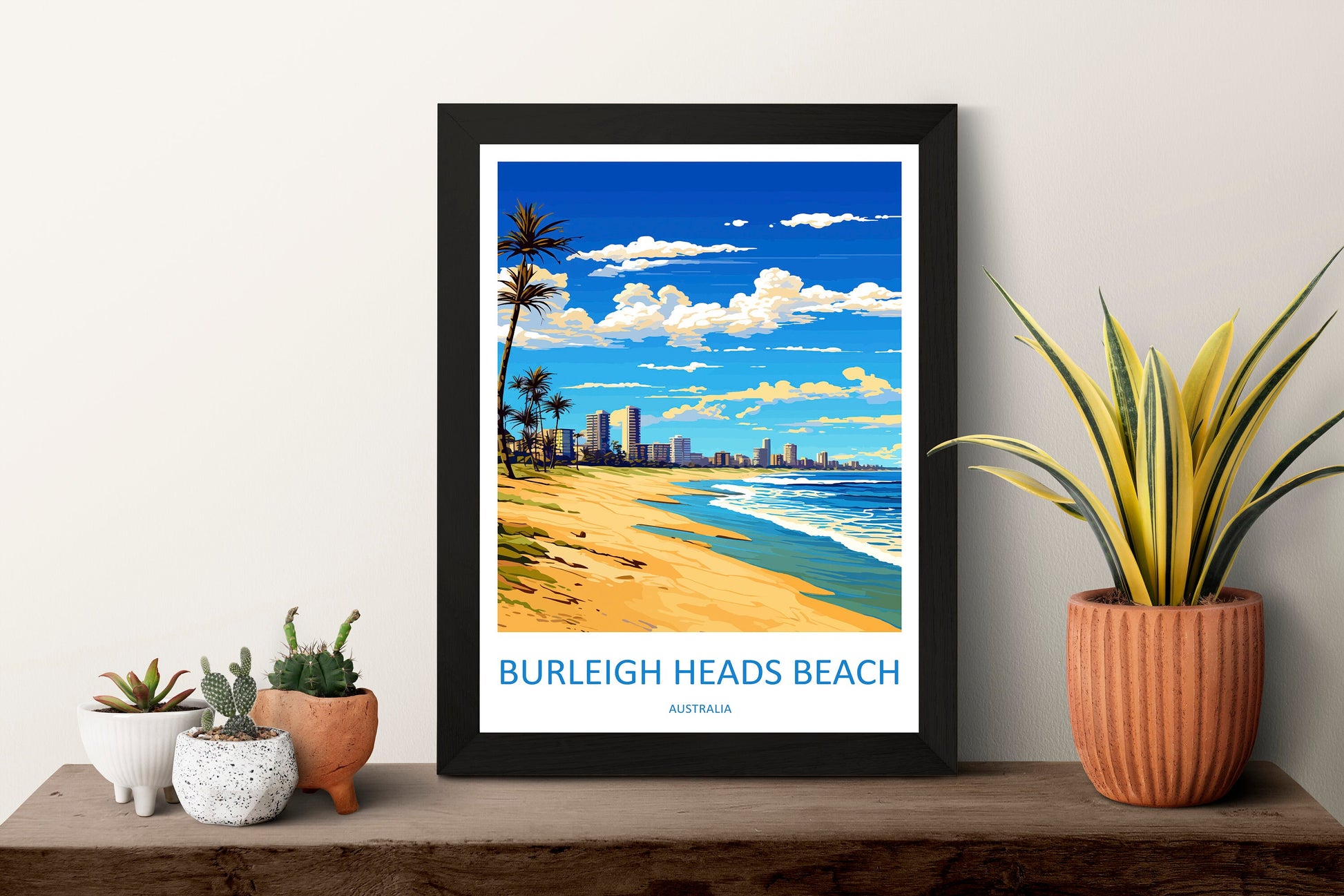 Burleigh Beach Travel Print Wall Art Burleigh Beach Wall Hanging Home Décor Burleigh Beach Gift Art Lovers Wall Art Australia Poster Art