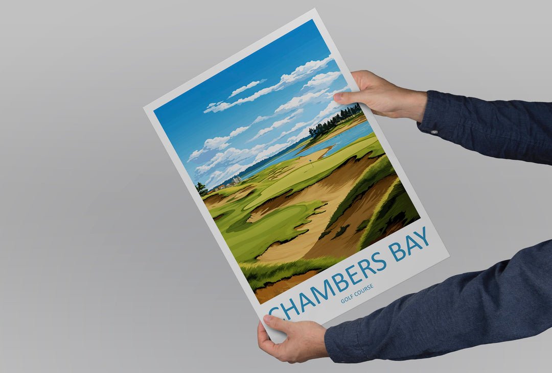 Chambers Bay Golf Club Travel Print Wall Art Chambers Bay Golf Club Wall Hanging Home Décor Chambers Bay Art Gift Art Lovers Golf Art
