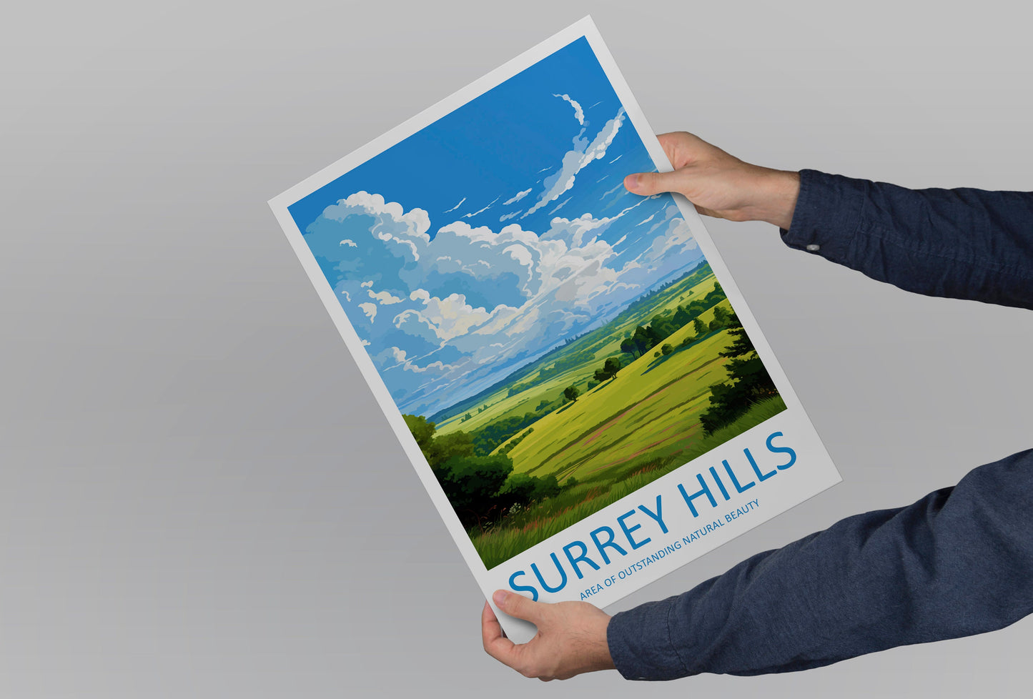 Surrey Hills Travel Print Wall Art Surrey Hills Wall Hanging Home Decor Surrey Hills Gift Art Lovers Wall Art AONB Wall Print AONB Print
