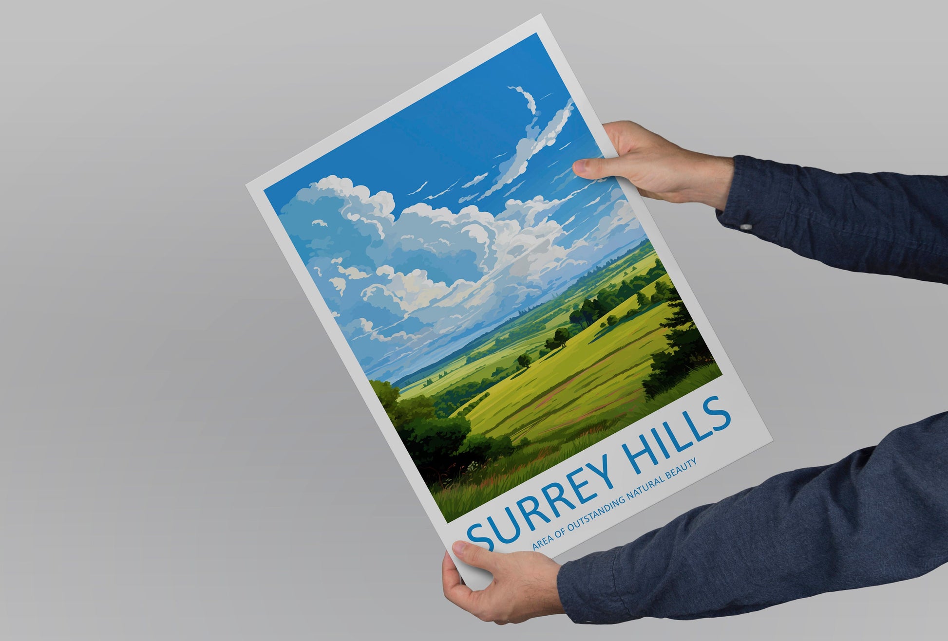Surrey Hills Travel Print Wall Art Surrey Hills Wall Hanging Home Decor Surrey Hills Gift Art Lovers Wall Art AONB Wall Print AONB Print
