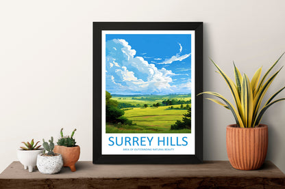 Surrey Hills Travel Print Wall Art Surrey Hills Wall Hanging Home Decor Surrey Hills Gift Art Lovers Wall Art AONB Wall Print AONB Print