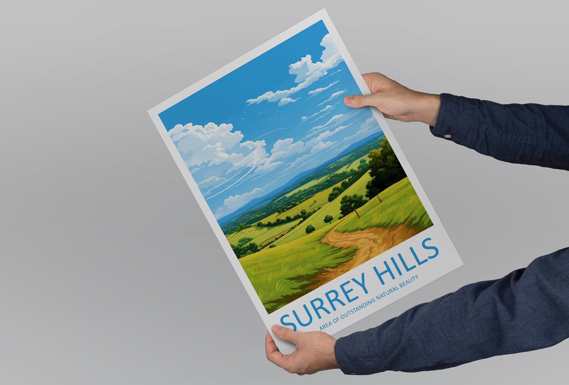 Surrey Hills Travel Print Wall Art Surrey Hills Wall Hanging Home Decor Surrey Hills Gift Art Lovers Wall Art AONB Wall Print AONB Print