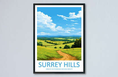 Surrey Hills Travel Print Wall Art Surrey Hills Wall Hanging Home Decor Surrey Hills Gift Art Lovers Wall Art AONB Wall Print AONB Print