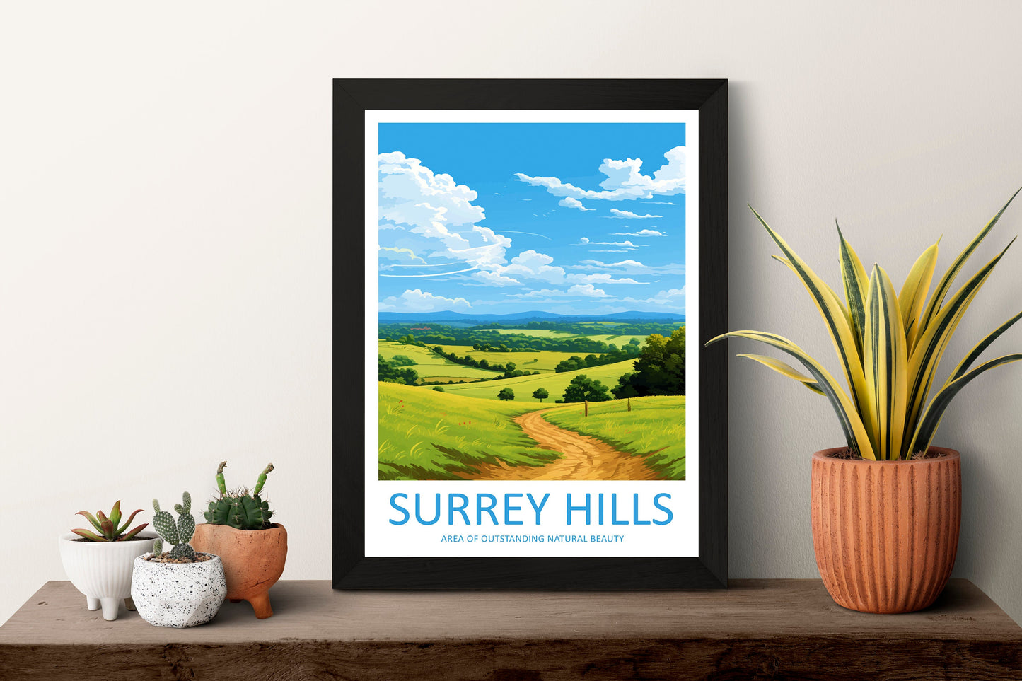 Surrey Hills Travel Print Wall Art Surrey Hills Wall Hanging Home Decor Surrey Hills Gift Art Lovers Wall Art AONB Wall Print AONB Print