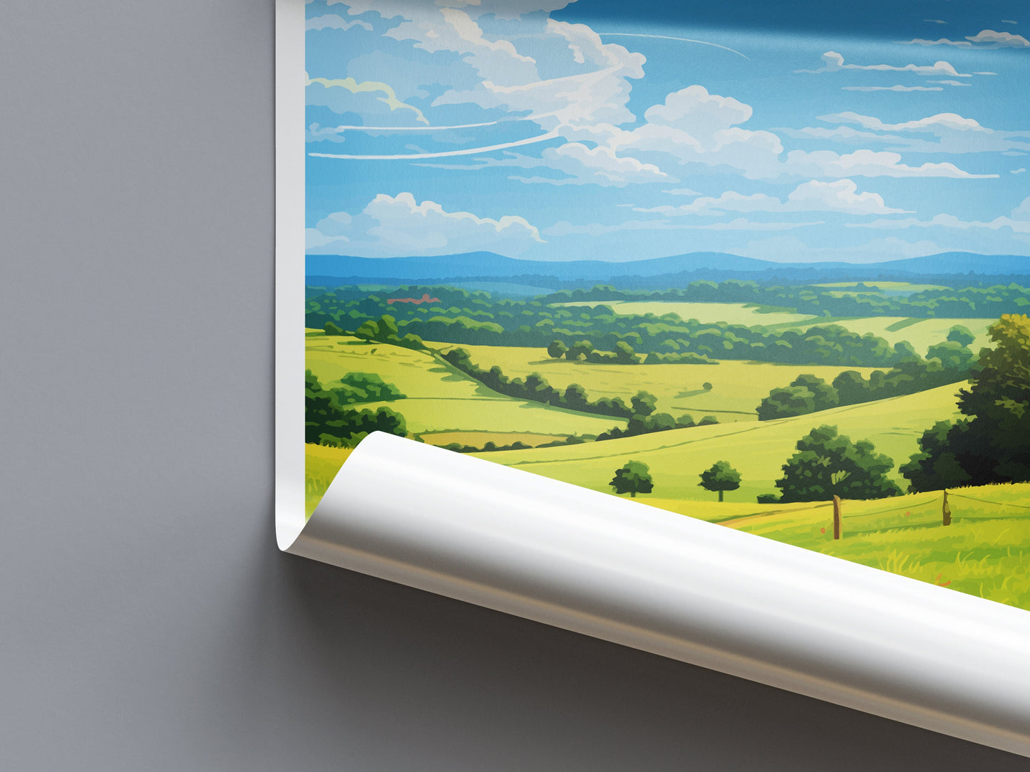 Surrey Hills Travel Print Wall Art Surrey Hills Wall Hanging Home Decor Surrey Hills Gift Art Lovers Wall Art AONB Wall Print AONB Print