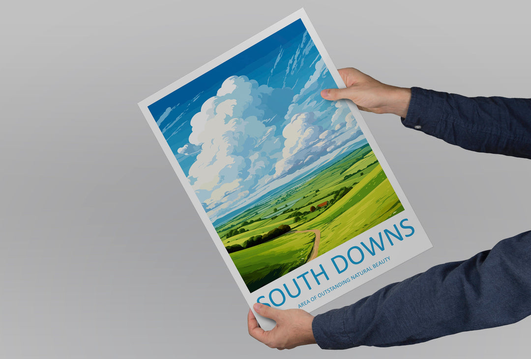 South Downs Travel Print Wall Art South Downs Wall Hanging Home Decor South Downs Gift Art Lovers Wall Art AONB Wall Print AONB Travel Print