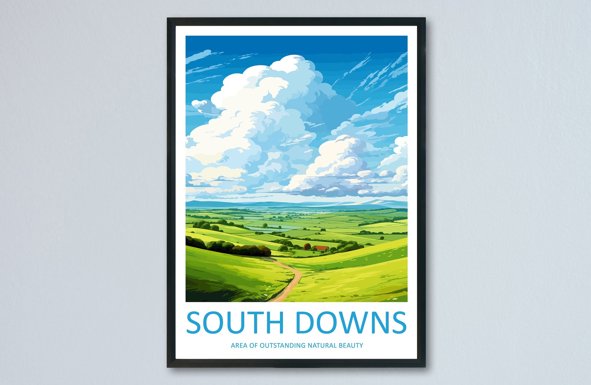 South Downs Travel Print Wall Art South Downs Wall Hanging Home Decor South Downs Gift Art Lovers Wall Art AONB Wall Print AONB Travel Print