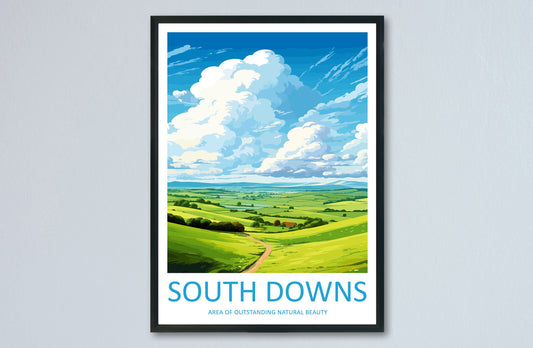 South Downs Travel Print Wall Art South Downs Wall Hanging Home Decor South Downs Gift Art Lovers Wall Art AONB Wall Print AONB Travel Print