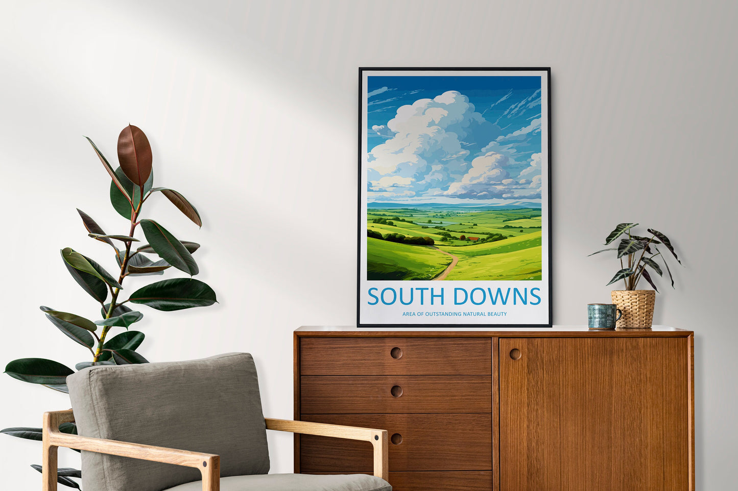 South Downs Travel Print Wall Art South Downs Wall Hanging Home Decor South Downs Gift Art Lovers Wall Art AONB Wall Print AONB Travel Print
