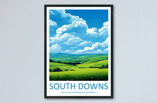 South Downs Travel Print Wall Art South Downs Wall Hanging Home Decor South Downs Gift Art Lovers Wall Art AONB Wall Print AONB Travel Print