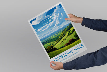 Shropshire Hills Travel Print Wall Art Shropshire Hills Wall Hanging Home Decor Shropshire Hills Gift Art Lovers Wall Art AONB Wall Print