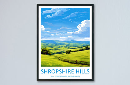 Shropshire Hills Travel Print Wall Art Shropshire Hills Wall Hanging Home Decor Shropshire Hills Gift Art Lovers Wall Art AONB Wall Print