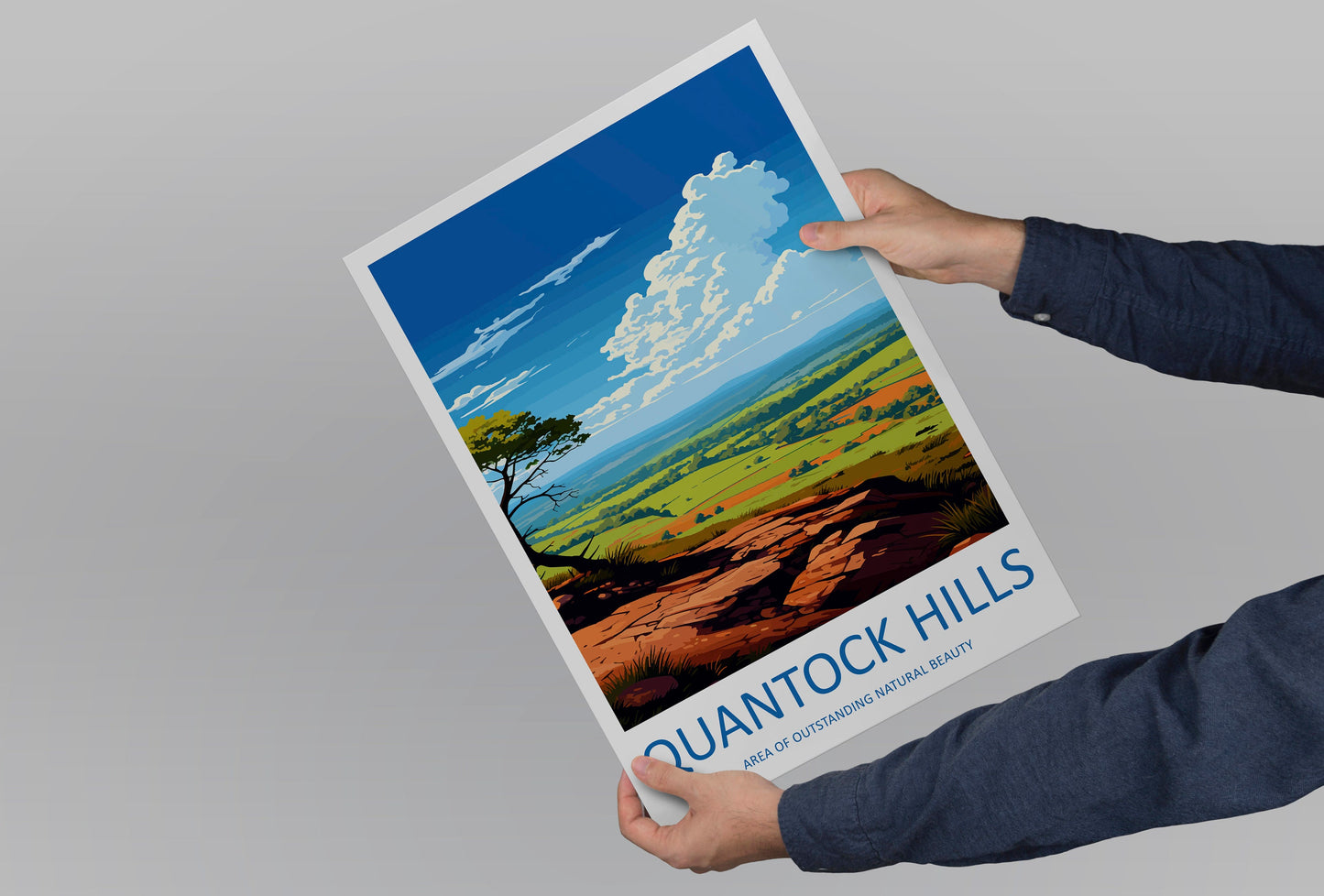 Quantock Hills Travel Print Wall Art Quantock Hills Wall Hanging Home Decor Quantock Hills Gift Art Lovers Wall Art AONB Wall Print