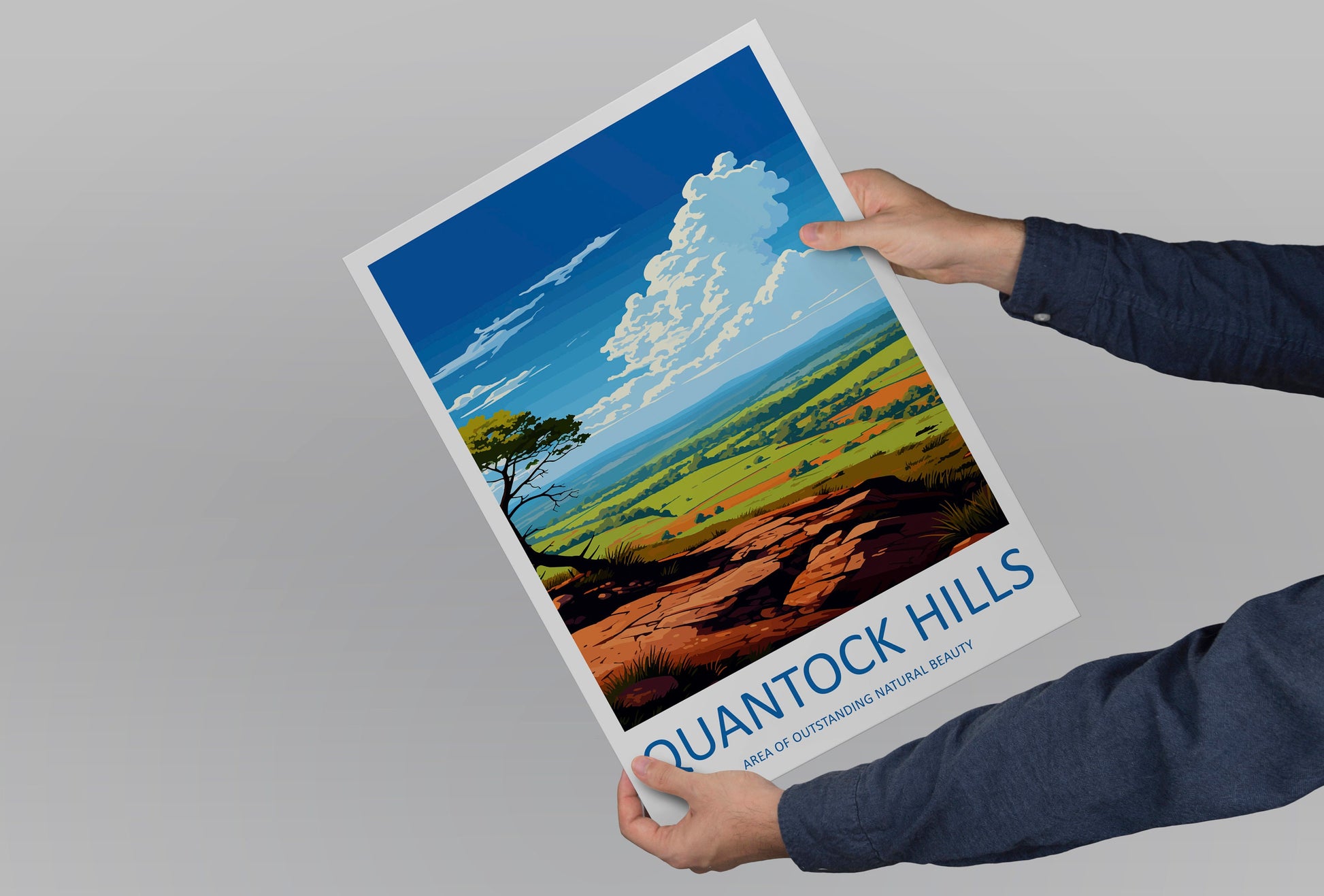 Quantock Hills Travel Print Wall Art Quantock Hills Wall Hanging Home Decor Quantock Hills Gift Art Lovers Wall Art AONB Wall Print