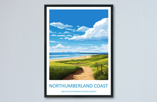 Northumberland Coast Travel Print Wall Art Northumberland Coast Wall Hanging Home Decor Northumberland Coast Gift Art Lovers Wall Art AONB