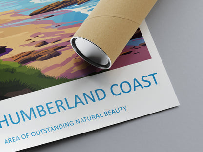 Northumberland Coast Travel Print Wall Art Northumberland Coast Wall Hanging Home Decor Northumberland Coast Gift Art Lovers Wall Art AONB