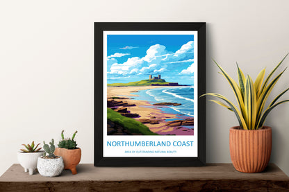 Northumberland Coast Travel Print Wall Art Northumberland Coast Wall Hanging Home Decor Northumberland Coast Gift Art Lovers Wall Art AONB