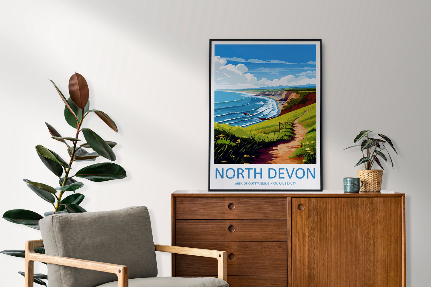 North Devon Travel Print Wall Art North Devon Wall Hanging Home Decor North Devon Gift Art Lovers Wall Art AONB Print Travel Poster