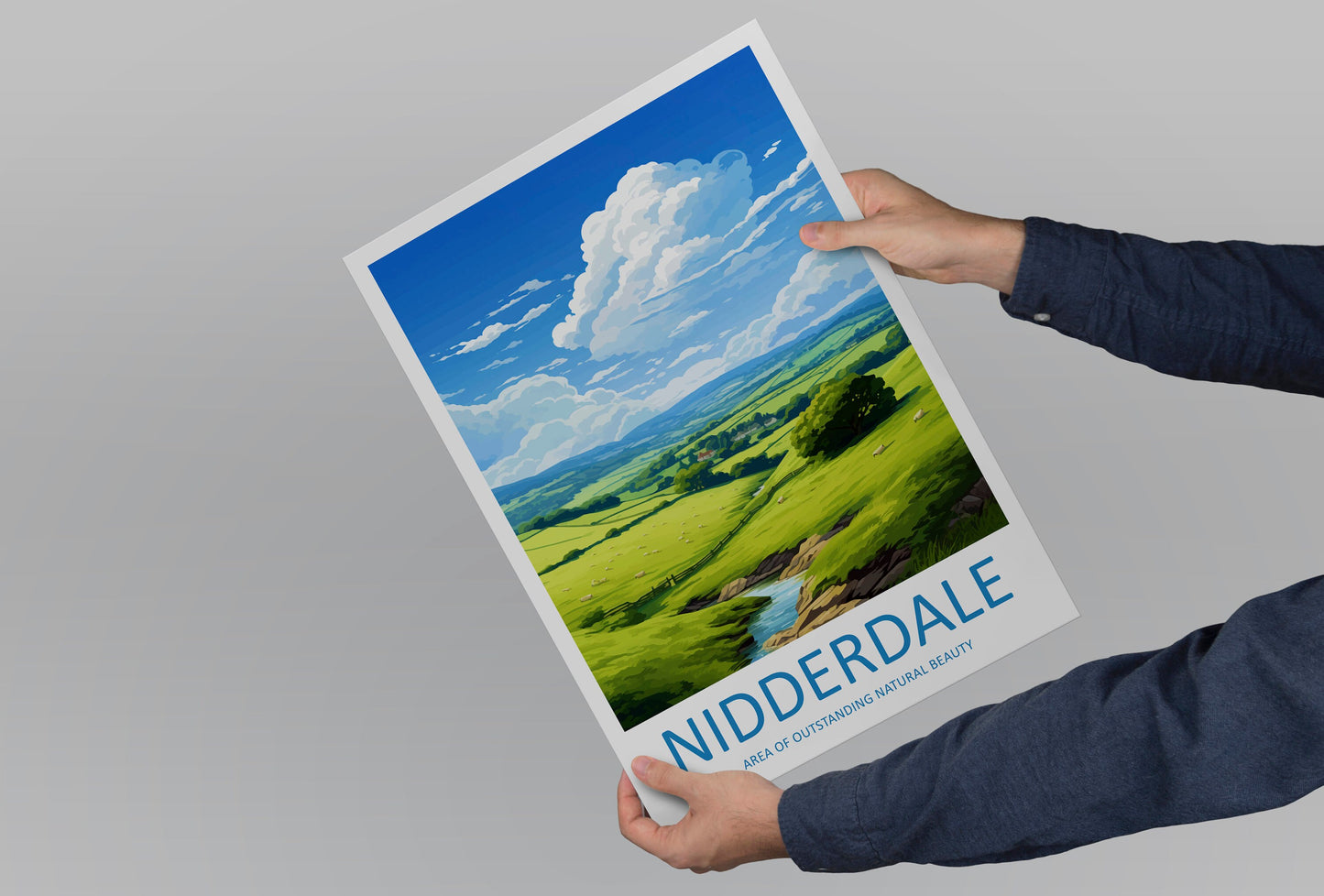 Nidderdale Travel Print Wall Art Nidderdale Wall Hanging Home Decor Nidderdale Gift Art Lovers Wall Art AONB Print Travel Poster