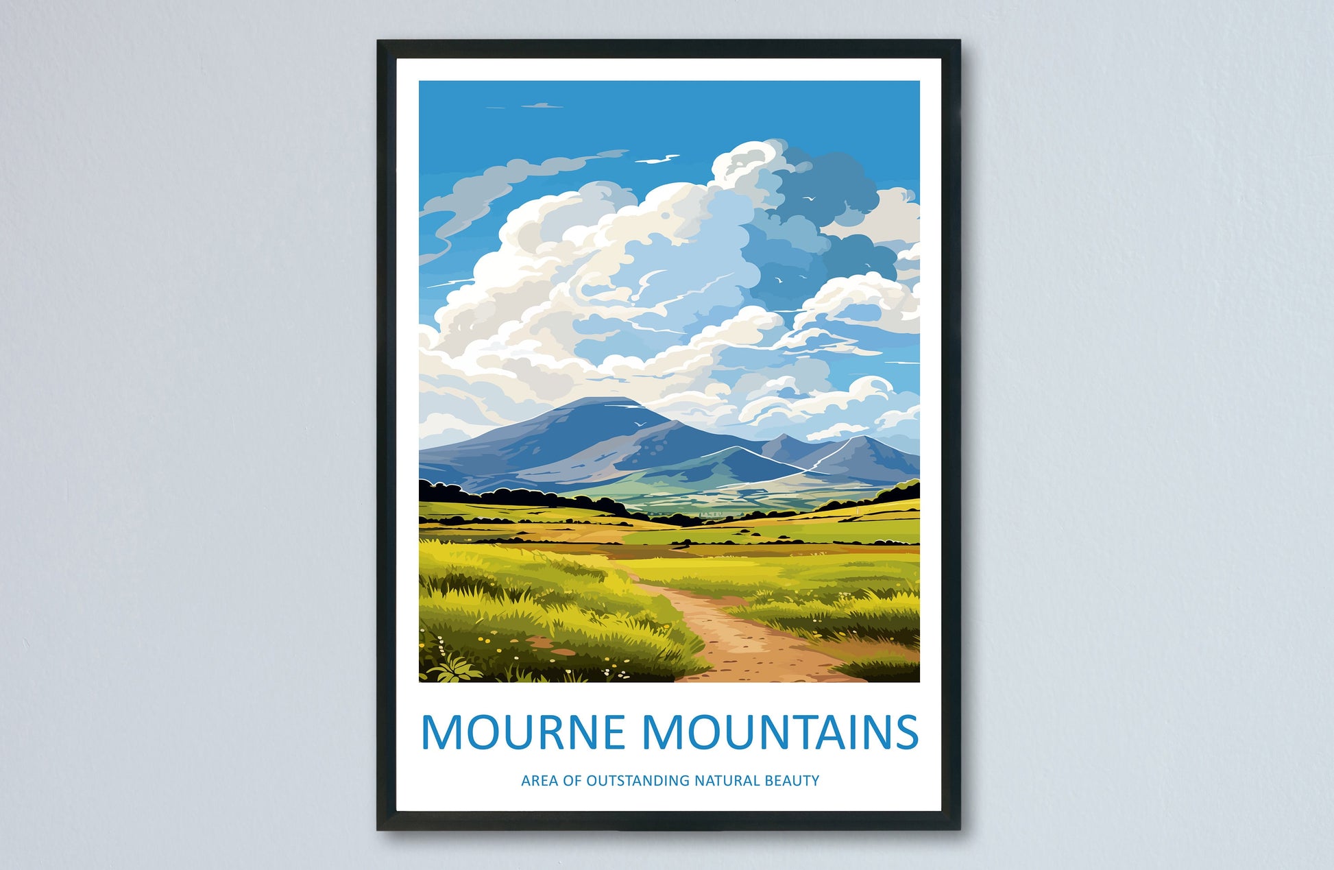 Mourne Mountains Travel Print Wall Art Mourne Mountains Wall Hanging Home Decor Mourne Mountains Gift Art Lovers Wall Art AONB Print