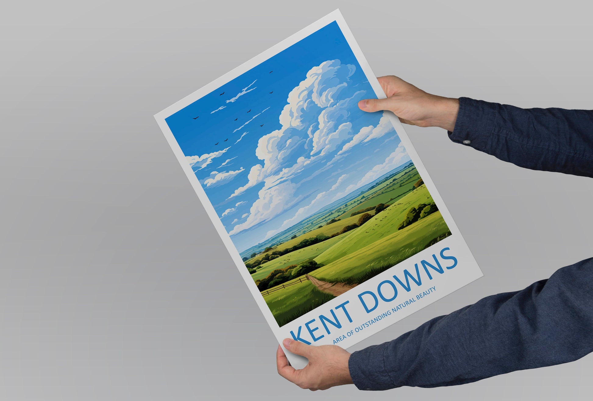 Kent Downs Travel Print Wall Art Kent Downs Wall Hanging Home Decor Kent Downs Gift Art Lovers Wall Art AONB Print Travel Poster