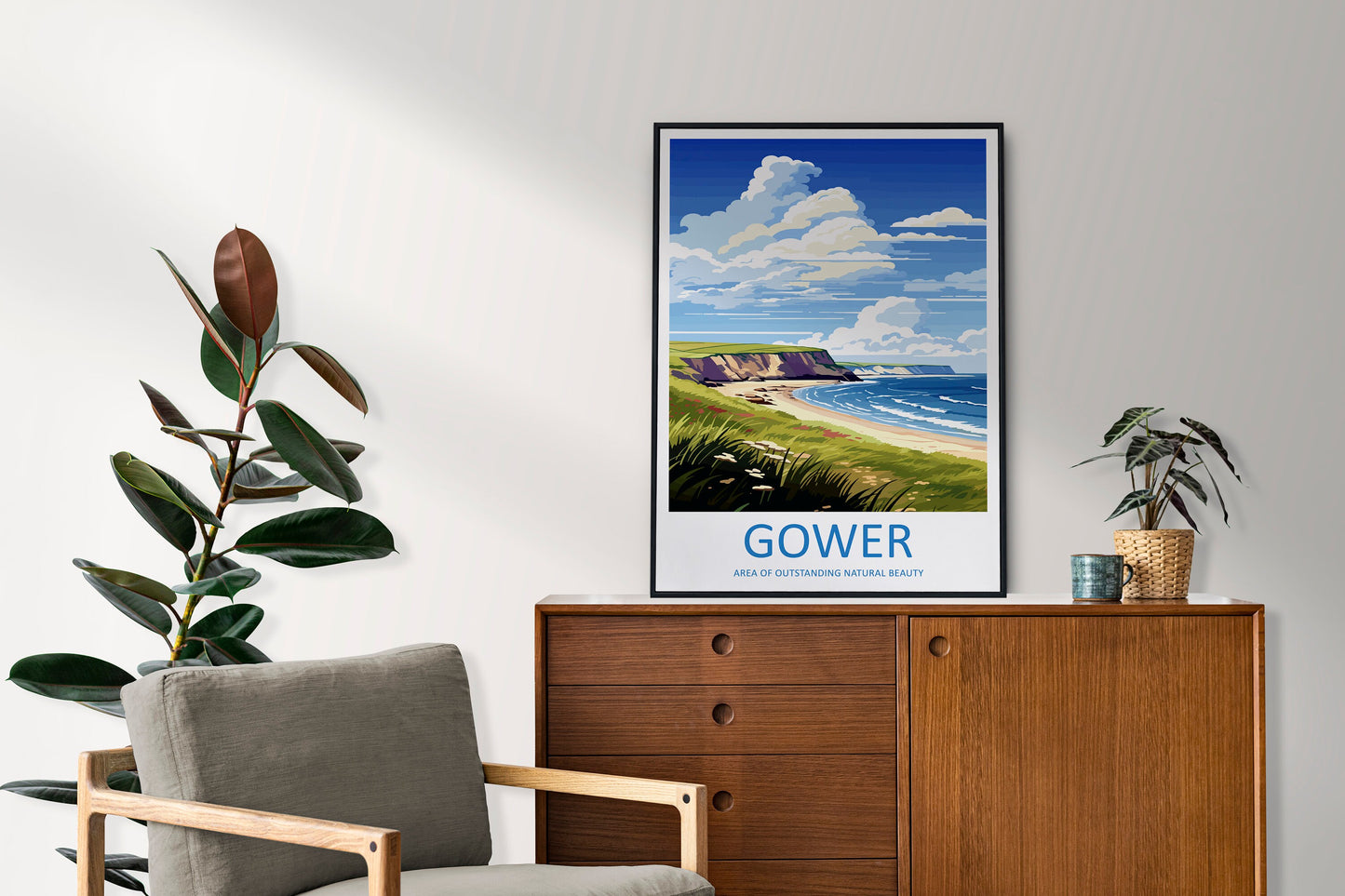 Gower Peninsula Travel Print Wall Art Gower Peninsula Wall Hanging Home Decor Gower Peninsula Gift Art Lovers Wall Art AONB Print