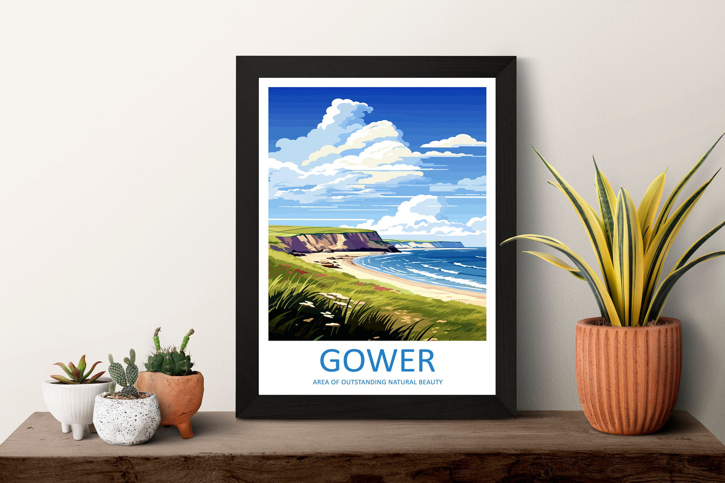 Gower Peninsula Travel Print Wall Art Gower Peninsula Wall Hanging Home Decor Gower Peninsula Gift Art Lovers Wall Art AONB Print