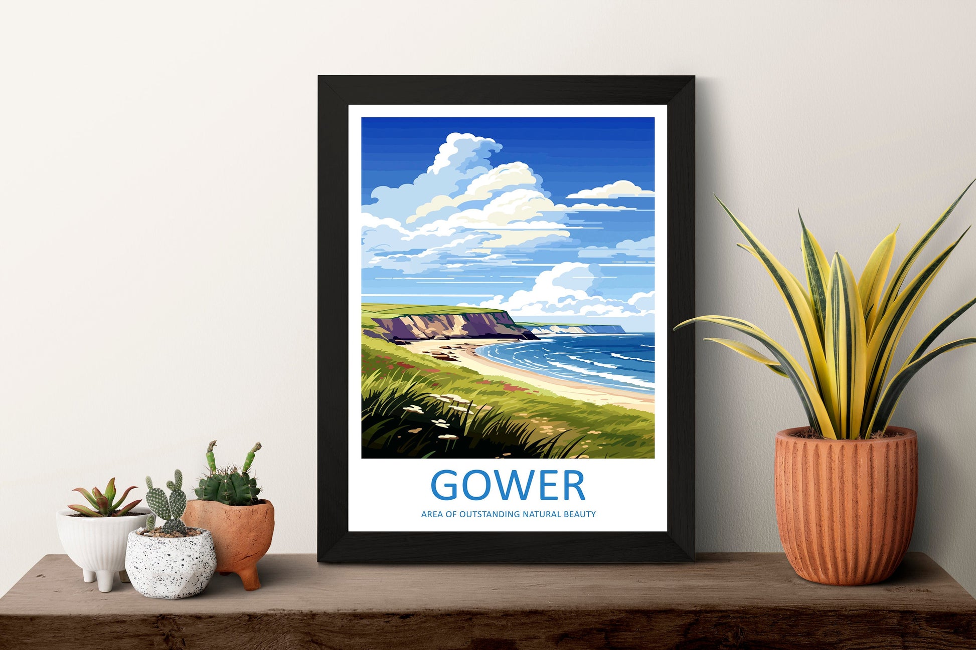 Gower Peninsula Travel Print Wall Art Gower Peninsula Wall Hanging Home Decor Gower Peninsula Gift Art Lovers Wall Art AONB Print