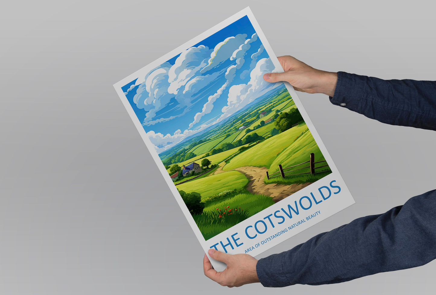 Cotswolds Travel Print Wall Art Cotswolds Wall Hanging Home Decor Cotswolds Gift Art Lovers Wall Art AONB Print