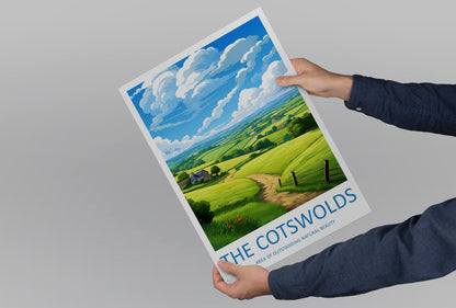 Cotswolds Travel Print Wall Art Cotswolds Wall Hanging Home Decor Cotswolds Gift Art Lovers Wall Art AONB Print