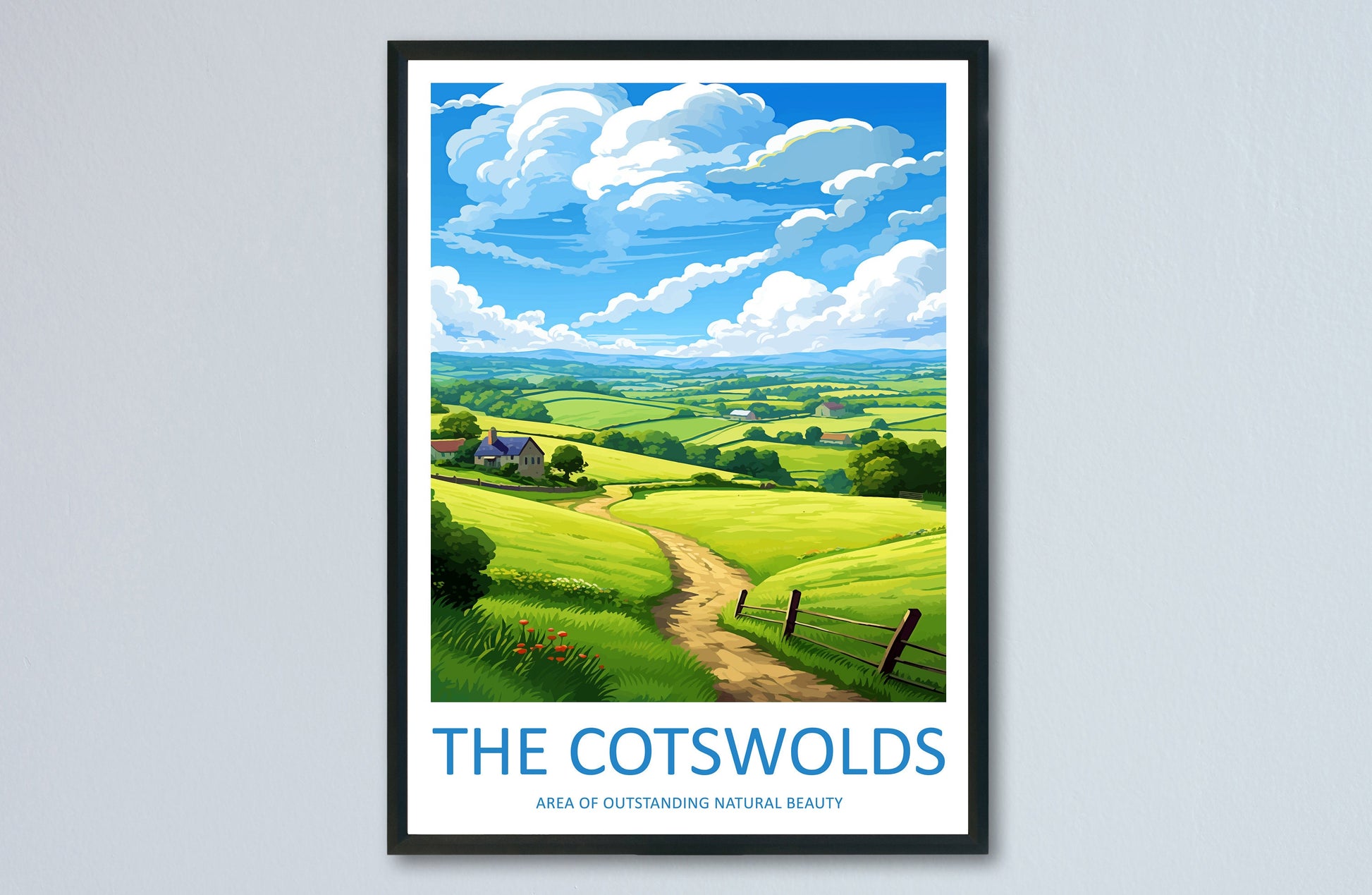 Cotswolds Travel Print Wall Art Cotswolds Wall Hanging Home Decor Cotswolds Gift Art Lovers Wall Art AONB Print