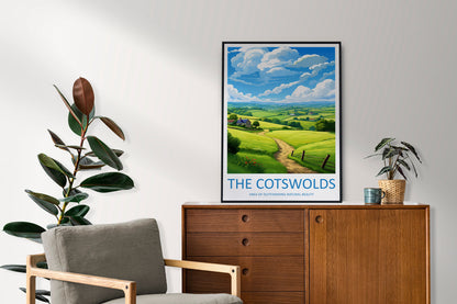 Cotswolds Travel Print Wall Art Cotswolds Wall Hanging Home Decor Cotswolds Gift Art Lovers Wall Art AONB Print