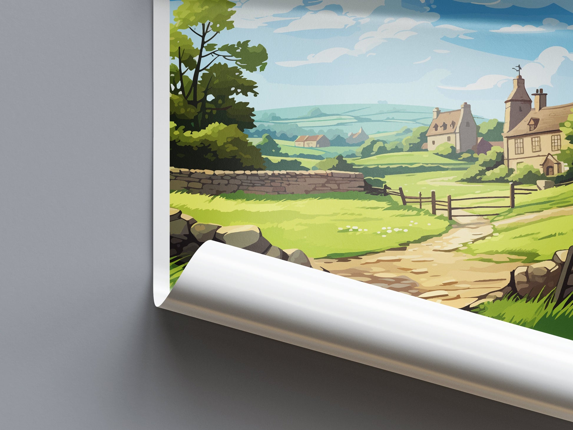 Cotswolds Travel Print Wall Art Cotswolds Wall Hanging Home Decor Cotswolds Gift Art Lovers Wall Art AONB Print