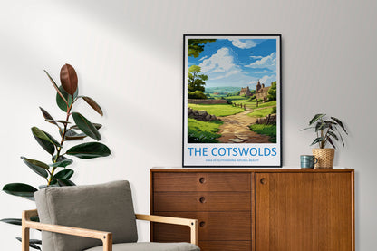 Cotswolds Travel Print Wall Art Cotswolds Wall Hanging Home Decor Cotswolds Gift Art Lovers Wall Art AONB Print