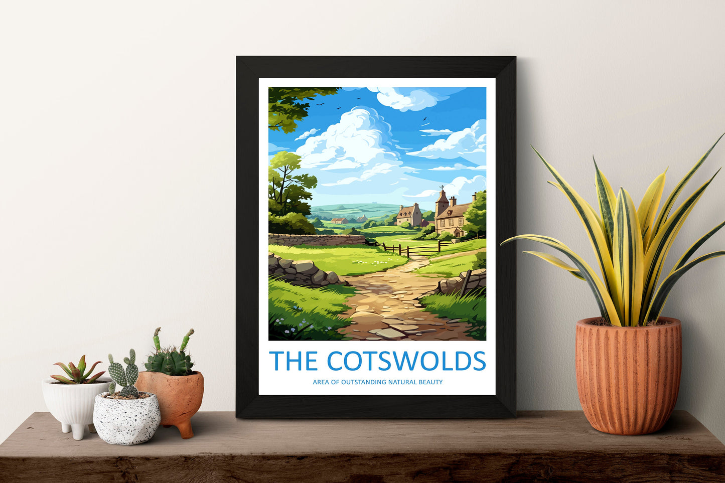 Cotswolds Travel Print Wall Art Cotswolds Wall Hanging Home Decor Cotswolds Gift Art Lovers Wall Art AONB Print