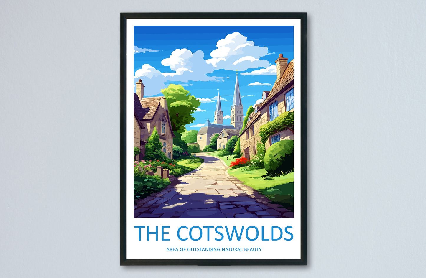 Cotswolds Travel Print Wall Art Cotswolds Wall Hanging Home Decor Cotswolds Gift Art Lovers Wall Art AONB Print